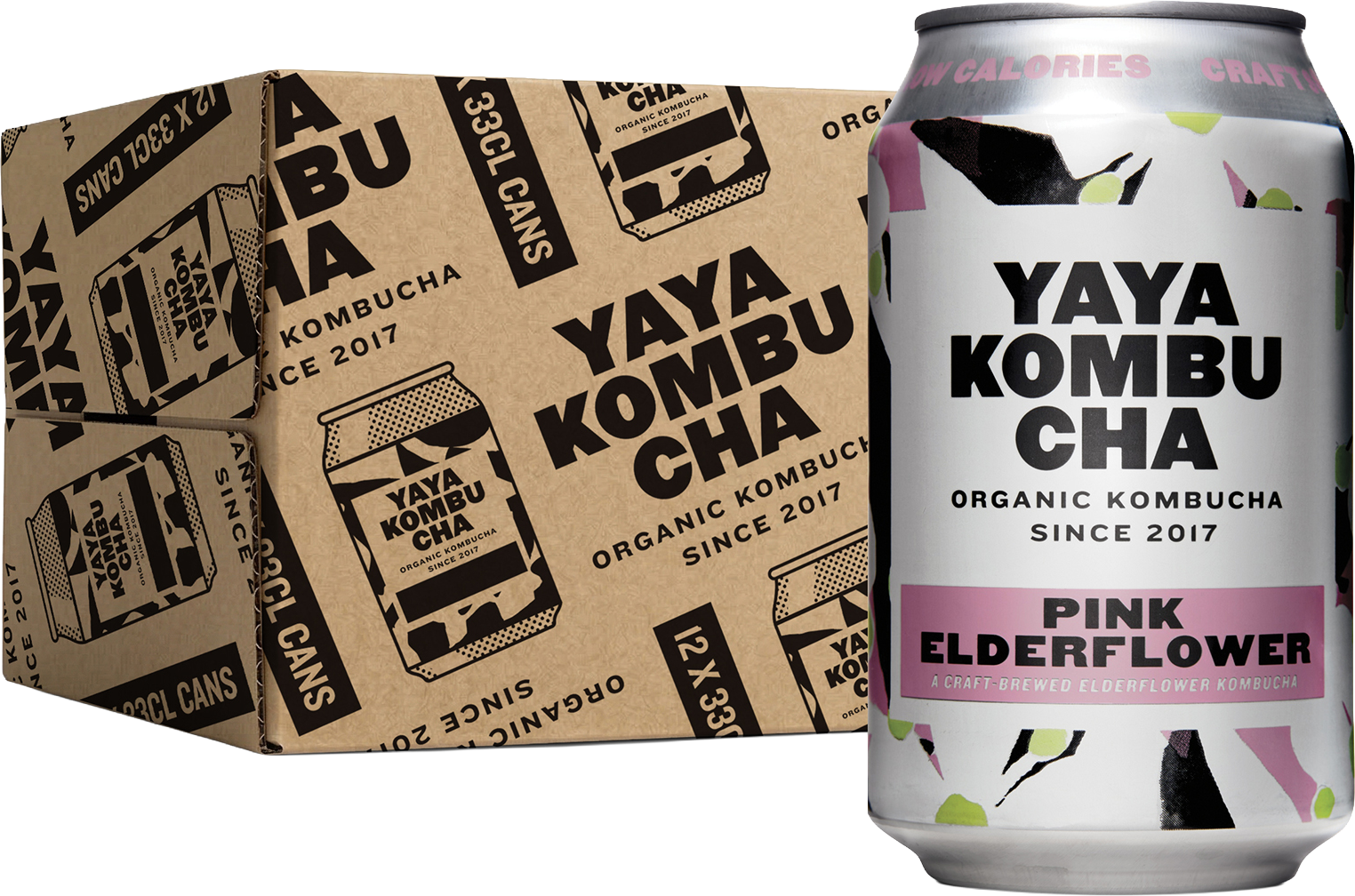 Yaya Kombucha Pink Elderflower (12 x 0.33 l)