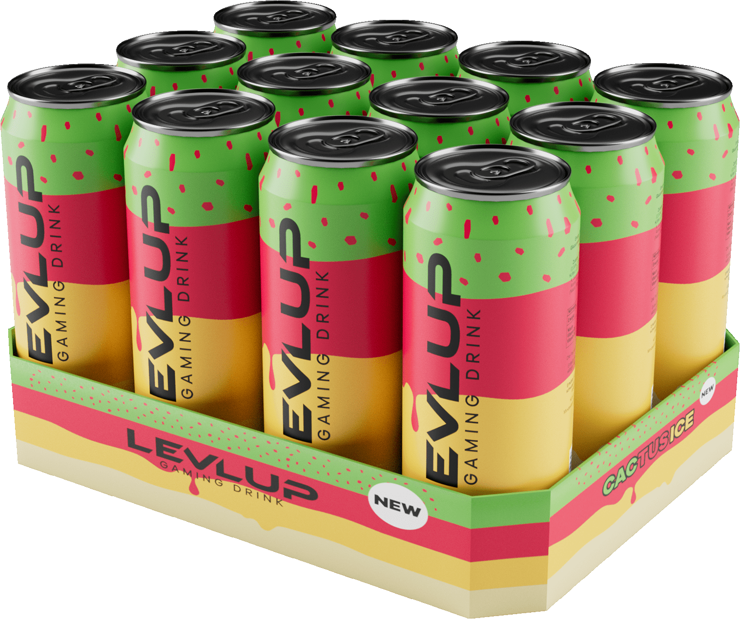 LevlUp Gaming Drink Cactus Ice Flavor (12 x 0.5 l)